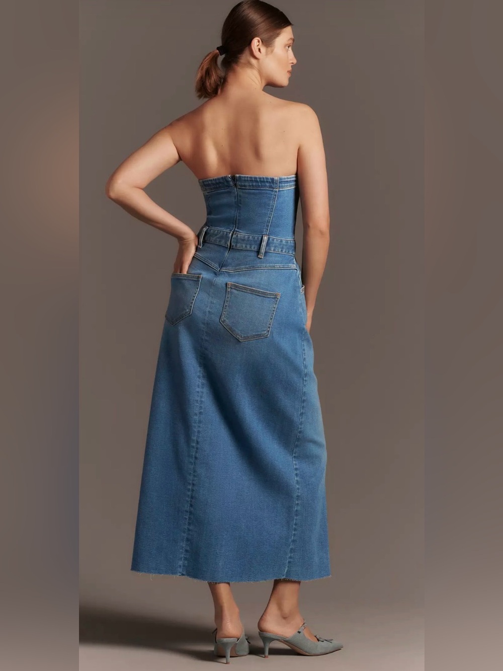 Anthropologie The Madi Front-Slit Denim Dress by Pilcro Sz Large Boho Beauty! - Picture 2 of 15